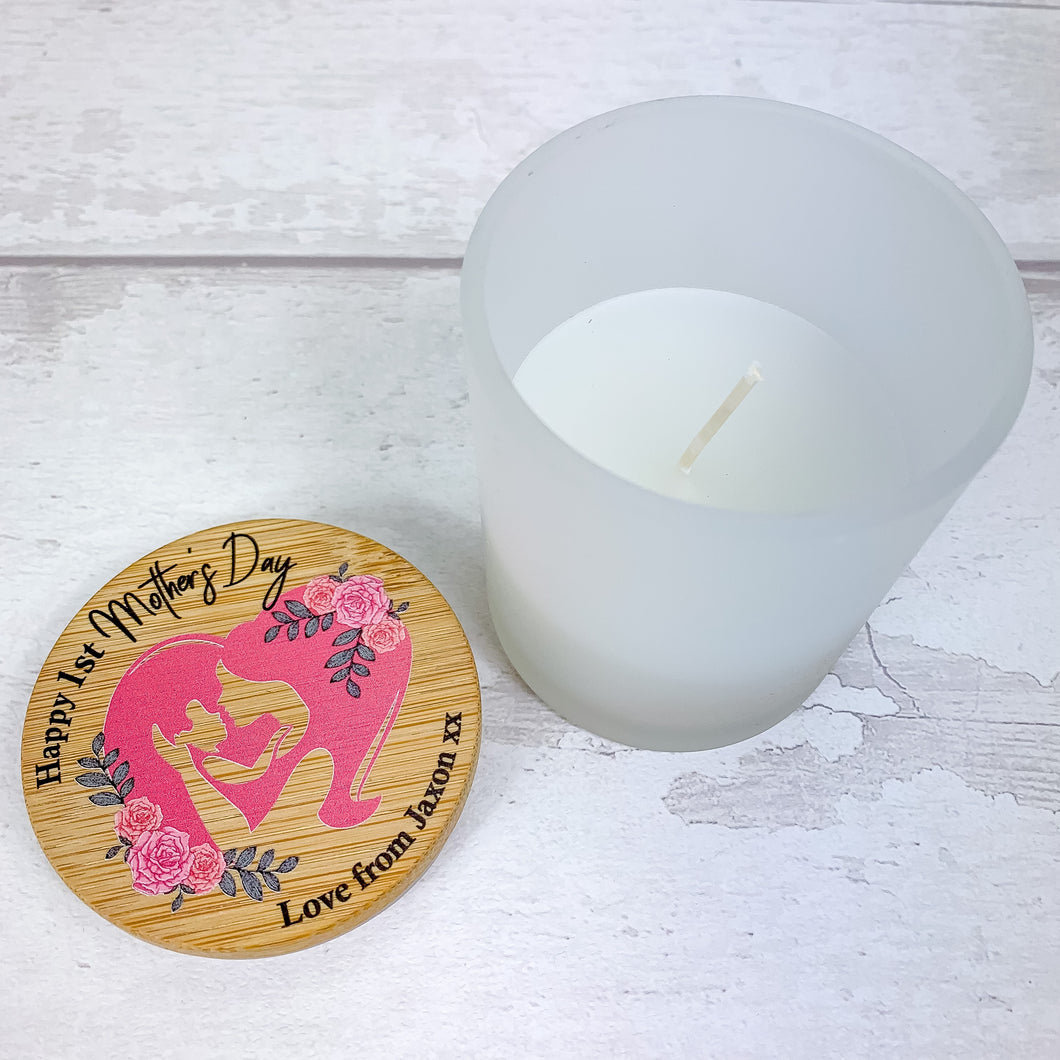 Personalised Scented 1st Mother's Day Candle Jar, Mother and Baby