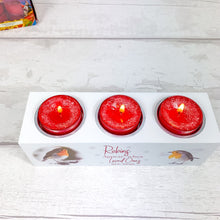 Load image into Gallery viewer, Personalised Tealight Holder with Yankee Candle® Robins Are Near Christmas gift
