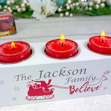 Load image into Gallery viewer, Personalised Tealight Holder with Yankee Candle® Family Christmas gift
