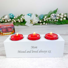 Load image into Gallery viewer, Personalised Tealight Holder with Yankee Candle® Robins Are Near Christmas gift
