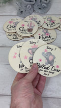 Load and play video in Gallery viewer, Wooden Baby Age and Milestone Discs Bundle, Baby Elephant Theme
