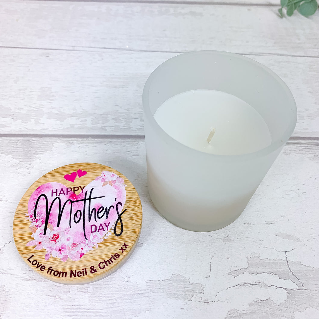 Personalised Scented Mother's Day Candle Jar, Floral Heart Design
