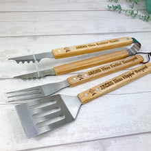 Load image into Gallery viewer, Personalised BBQ Tool Set With Canvas Storage Bag
