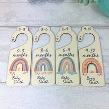 Load image into Gallery viewer, Personalised Wooden Baby Clothes Wardrobe Dividers, Boho Rainbow Theme
