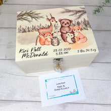 Load image into Gallery viewer, Personalised Baby Keepsake Box, Woodland Animal Theme
