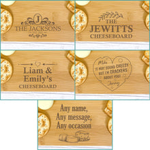 Load image into Gallery viewer, Personalised Luxury Cheeseboard With Knives and FREE Cheese Marker Set. CB2
