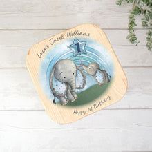 Load image into Gallery viewer, Personalised Child&#39;s Blue Elephant Stool
