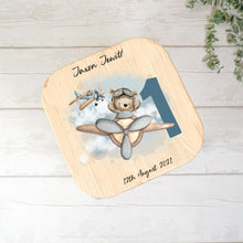Load image into Gallery viewer, Personalised Child&#39;s Stool, Flying Teddy
