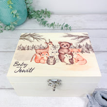 Load image into Gallery viewer, Personalised Baby Keepsake Box, Woodland Animal Theme
