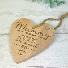 Load image into Gallery viewer, Personalised Wooden Heart 1st Mothers Day Gift, Gift For Mom
