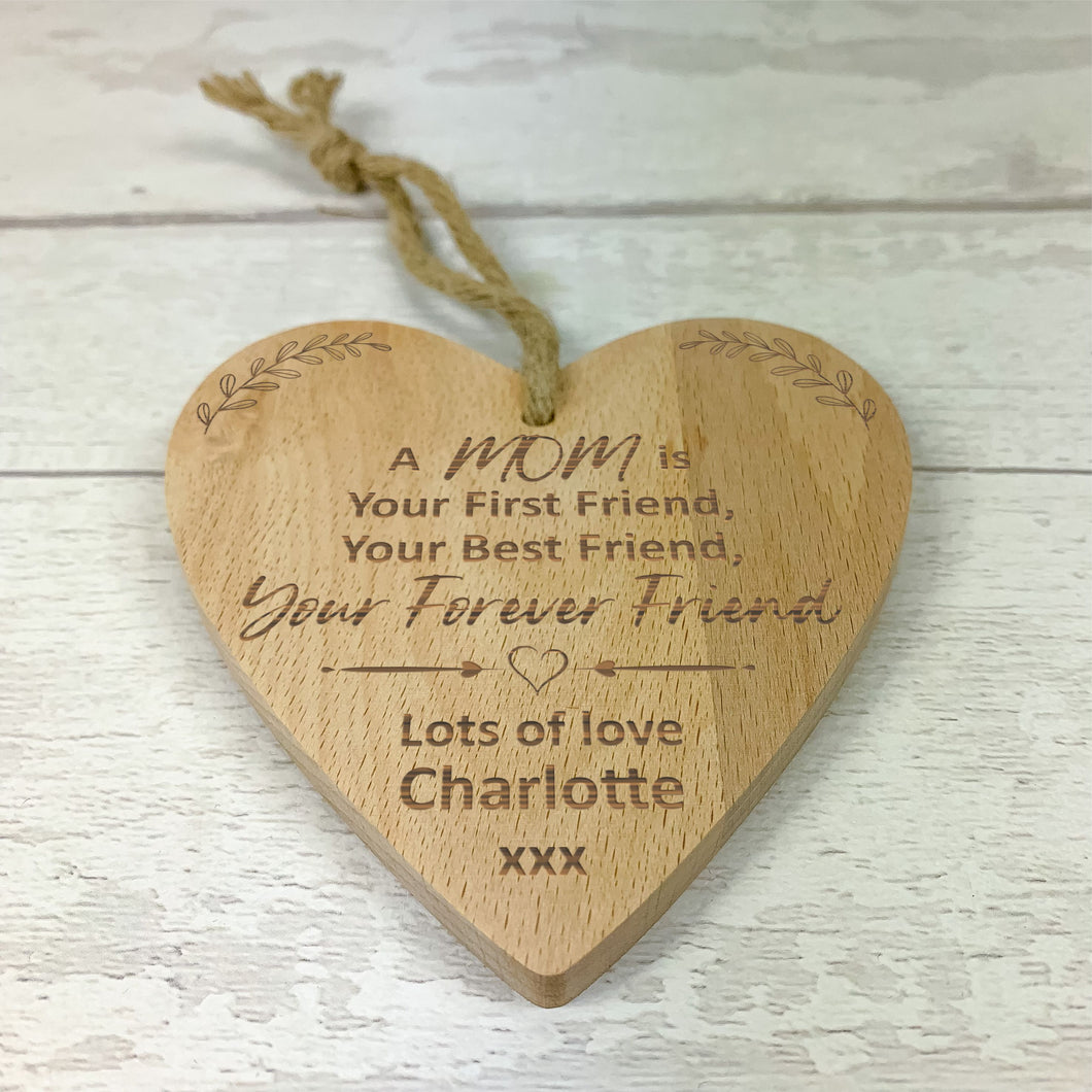 Personalised Wooden Heart Mother's Day Gift For Mom