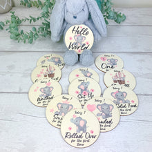 Load image into Gallery viewer, Wooden Baby Age and Milestone Discs Bundle, Baby Elephant Theme
