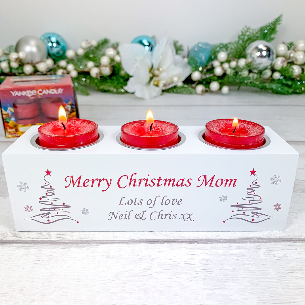 Personalised Tealight Holder with Yankee Candle® Christmas Gift