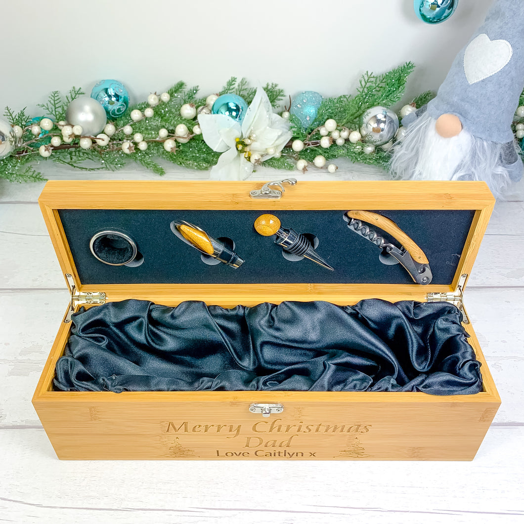 Personalised Luxury Christmas Wine Gift Box With Accessories