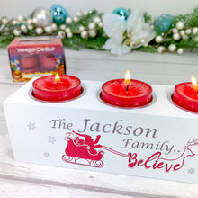 Load image into Gallery viewer, Personalised Tealight Holder with Yankee Candle® Family Christmas gift
