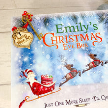 Load image into Gallery viewer, Personalised Luxury White Christmas Eve Box - Flying Santa with Sledge Design
