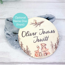Load image into Gallery viewer, Wooden Baby Age and Milestone Discs Bundle, Woodland Animal Theme
