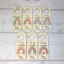 Load image into Gallery viewer, Personalised Wooden Baby Clothes Wardrobe Dividers, Boho Rainbow Theme
