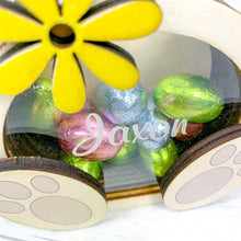 Load image into Gallery viewer, Personalised Easter Bunny Egg Holder For Chocolate Eggs &amp; Sweets. Easter Gift Box

