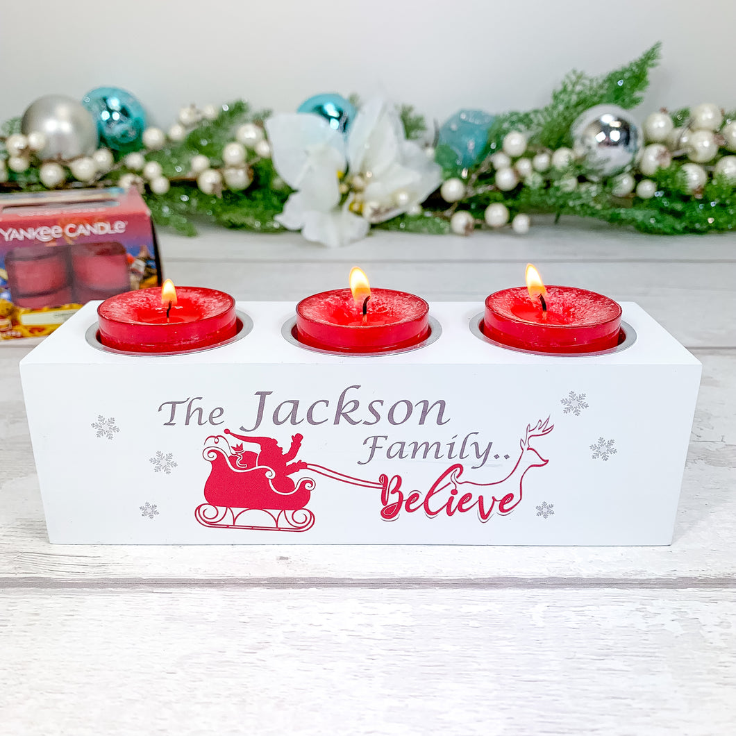 Personalised Tealight Holder with Yankee Candle® Family Christmas gift
