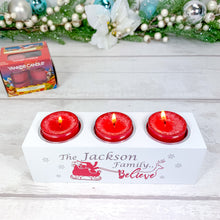 Load image into Gallery viewer, Personalised Tealight Holder with Yankee Candle® Family Christmas gift
