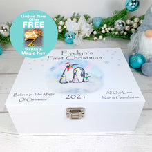 Load image into Gallery viewer, Personalised Luxury Baby&#39;s First Christmas Keepsake Box
