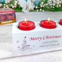Load image into Gallery viewer, Personalised Tealight Holder with Yankee Candle® Christmas Gift
