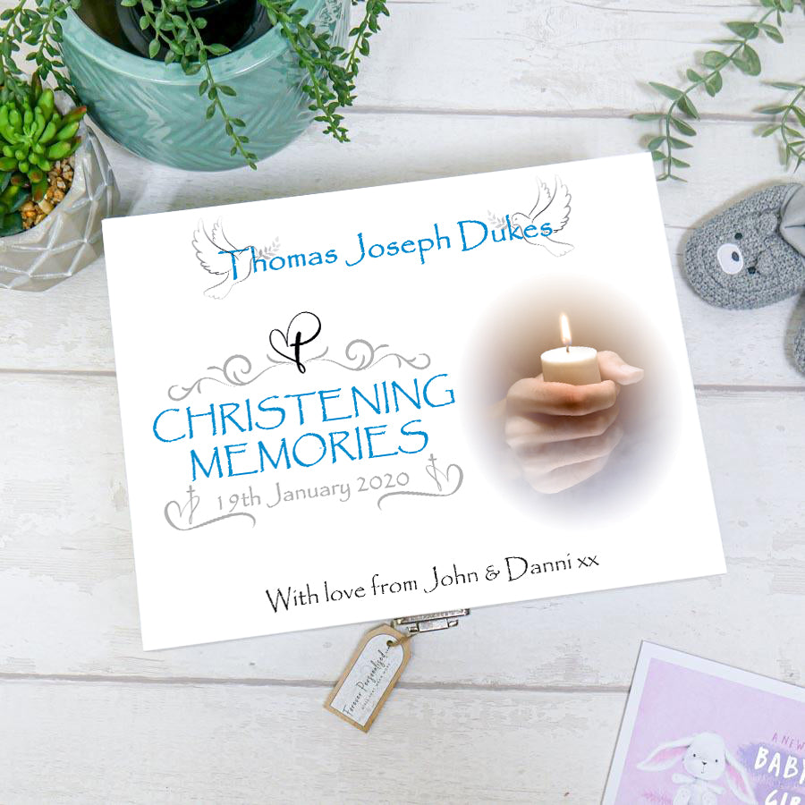 Personalised Boys Christening Keepsake Box