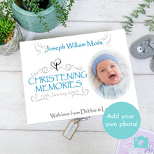 Load image into Gallery viewer, Personalised Boys Christening Keepsake Box - Add Your Own Photo
