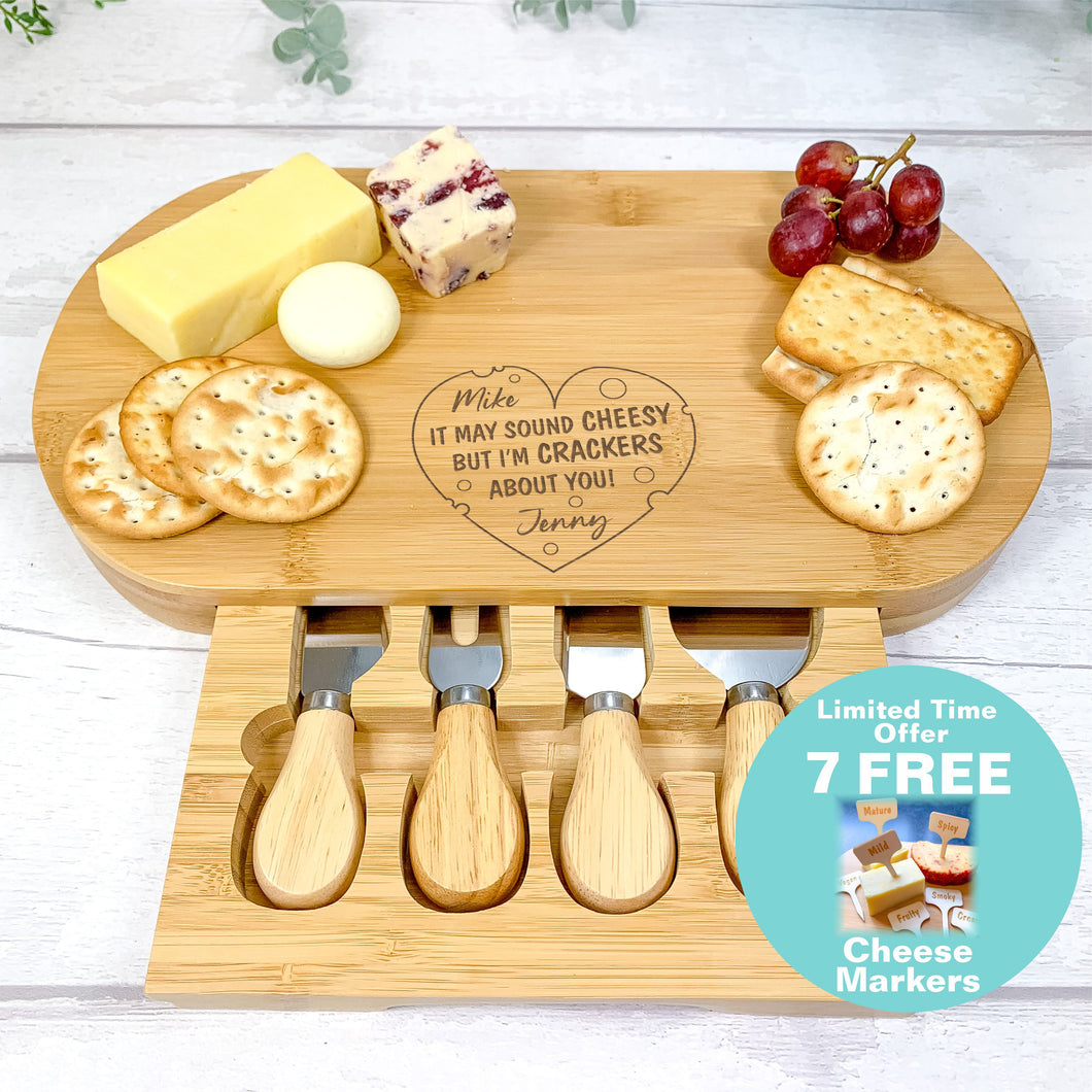 Personalised Luxury Cheeseboard With Knives and FREE Cheese Marker Set. CB10