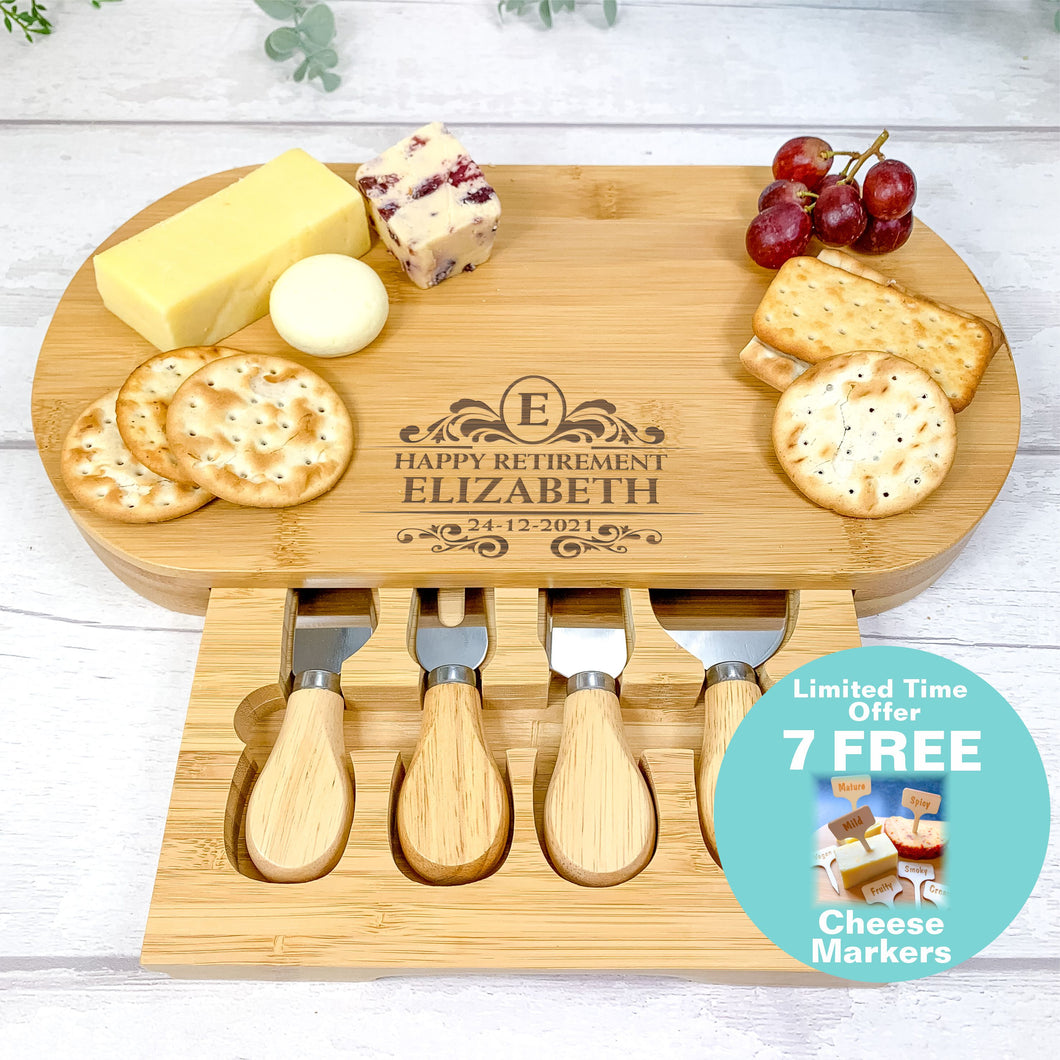Personalised Luxury Cheeseboard With Knives and FREE Cheese Marker Set. CB1