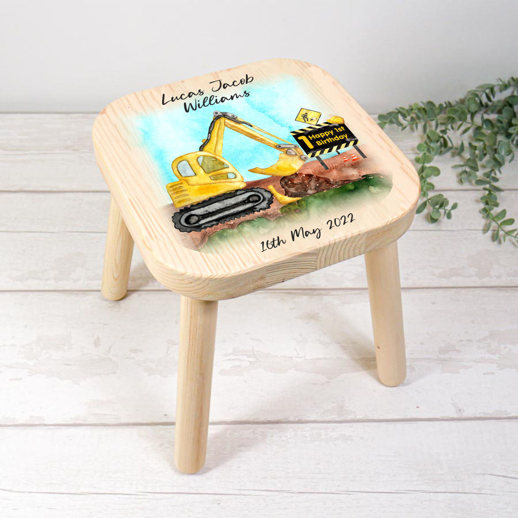 Personalised Child's Stool, Diggers and Tractors
