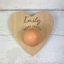 Load image into Gallery viewer, Personalised Dippy Egg Board, Heart Shaped Egg and Soldiers Serving Board. Easter Gift.
