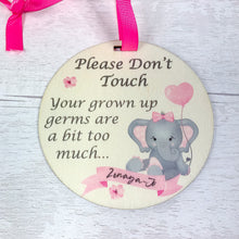 Load image into Gallery viewer, Personalised Wooden Baby Clothes Wardrobe Dividers, Pink Baby Elephant Theme
