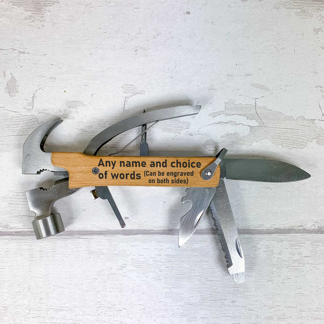 Personalised Hammer Multi Tool, DIY Gift - Your Text Here