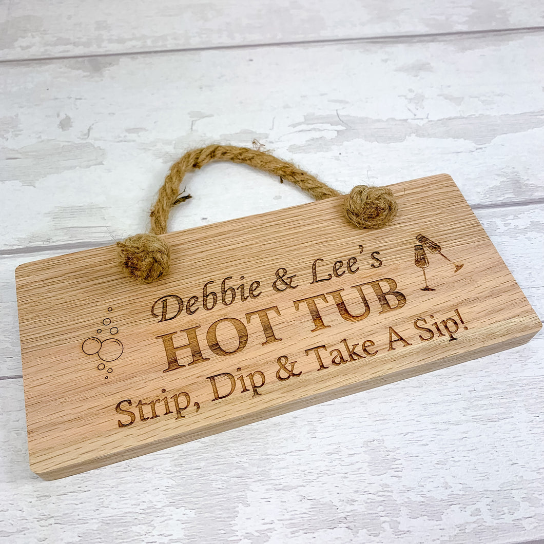 Personalised Hot Tub Wooden Plaque, Wooden Sign