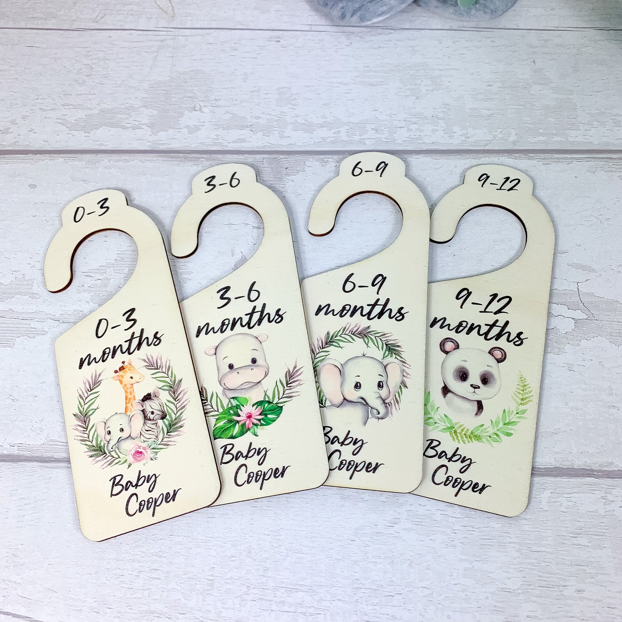 Personalised Wooden Baby Clothes Wardrobe Dividers Jungle Animal
