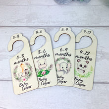 Load image into Gallery viewer, Personalised Wooden Baby Clothes Wardrobe Dividers, Jungle Animal Theme
