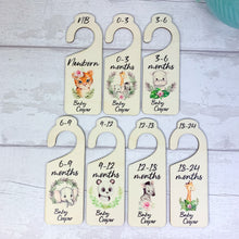 Load image into Gallery viewer, Personalised Wooden Baby Clothes Wardrobe Dividers, Jungle Animal Theme

