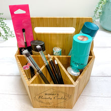 Load image into Gallery viewer, Personalised Wooden Beauty Caddy, Makeup Organiser. Gift for Mother&#39;s Day
