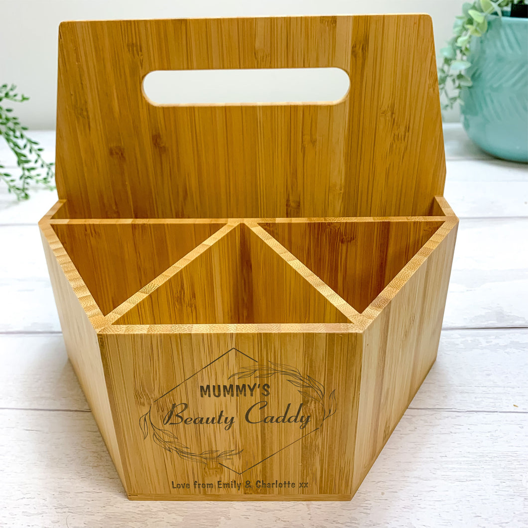 Personalised Wooden Beauty Caddy, Makeup Organiser. Gift for Mother's Day