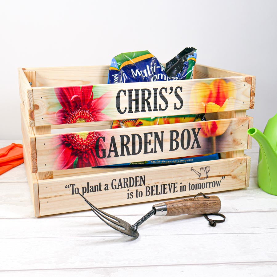Personalised Garden Wooden Storage Box