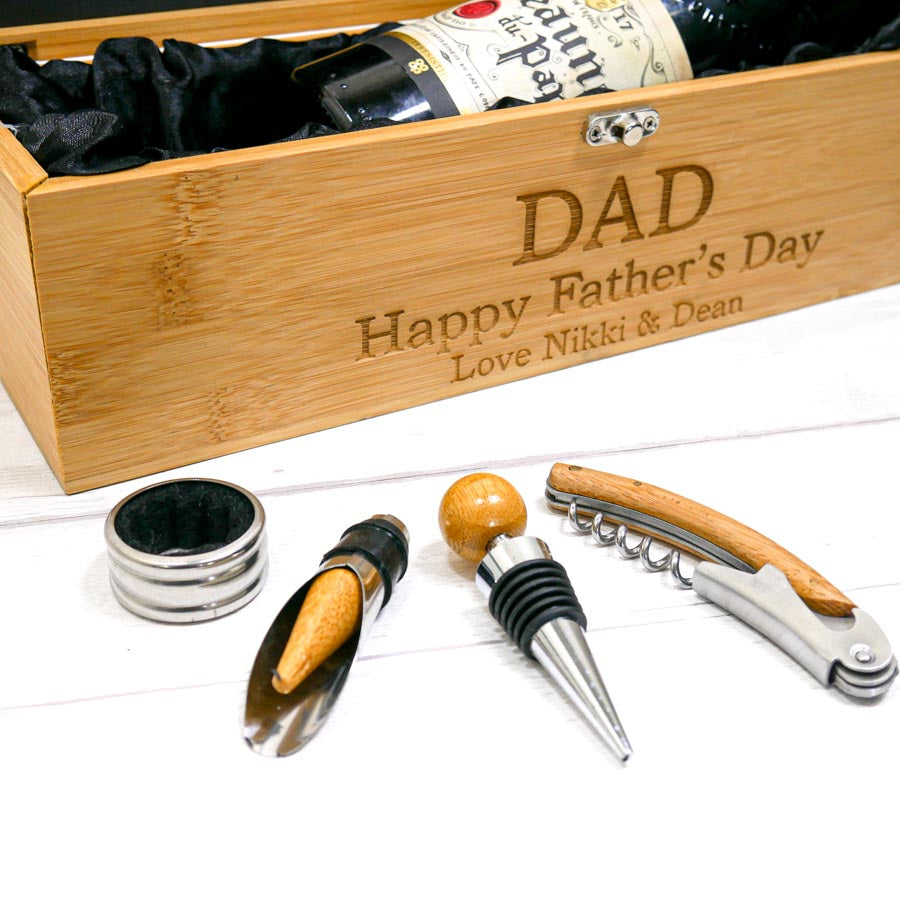 Personalised Luxury Wine Gift Box With Accessories