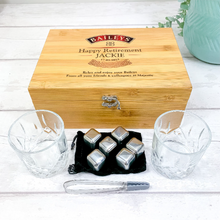 Load image into Gallery viewer, Personalised Luxury Whisky or Bailey&#39;s Gift Set With Accessories. Corporate Gift With Colour Logo
