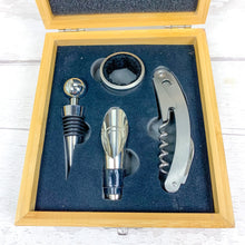 Load image into Gallery viewer, Personalised Wine Accessory Gift Box. Sommeliers Wine Gift Set with Any Name and Message
