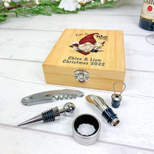 Load image into Gallery viewer, Personalised Wine Accessory Gift Box. Colourful Christmas Wine Gift Set

