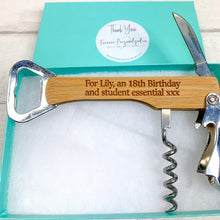Load image into Gallery viewer, Personalised Corkscrew Bottle Opener With Gift Box
