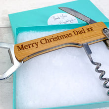 Load image into Gallery viewer, Personalised Corkscrew Bottle Opener With Gift Box
