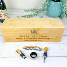Load image into Gallery viewer, Personalised Luxury Wine Gift Box With Accessories, Wedding Anniversary Gift
