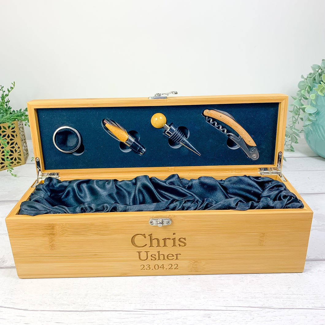 Personalised Luxury Wine Gift Box With Accessories, Wedding Gift